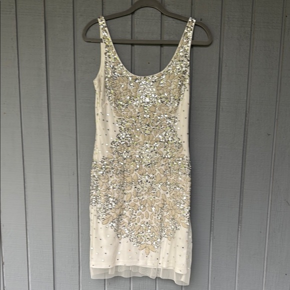 Adrianne Papell Elegant Cream Sequin Dress Size 8 - Picture 1 of 12